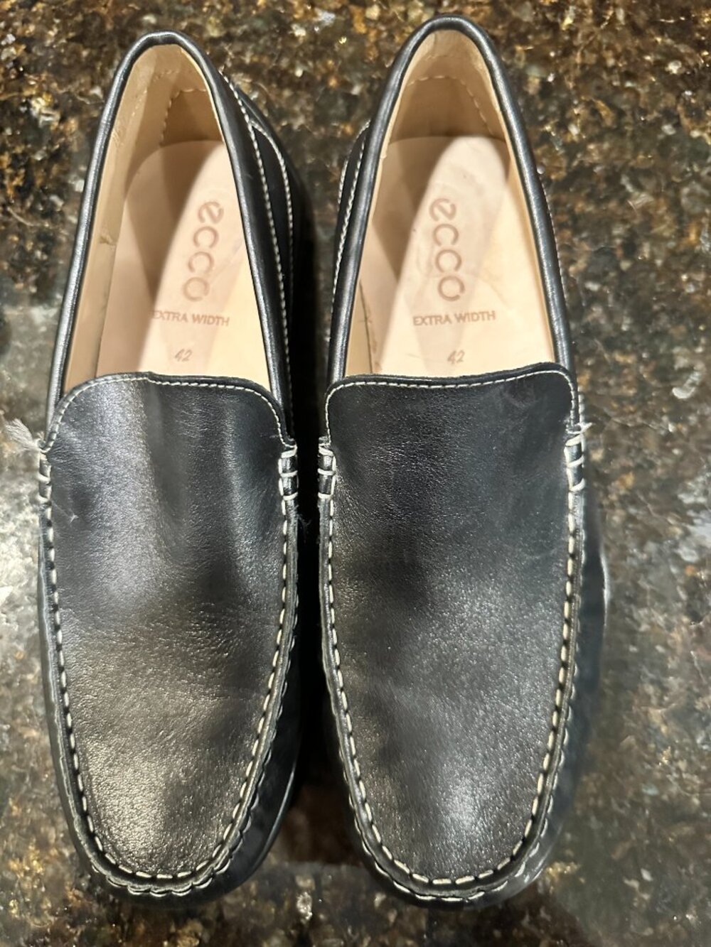 ECCO Classic Moc Loafers Black Leather Men's 42 US 8 8.5 Extra Wide 571004
